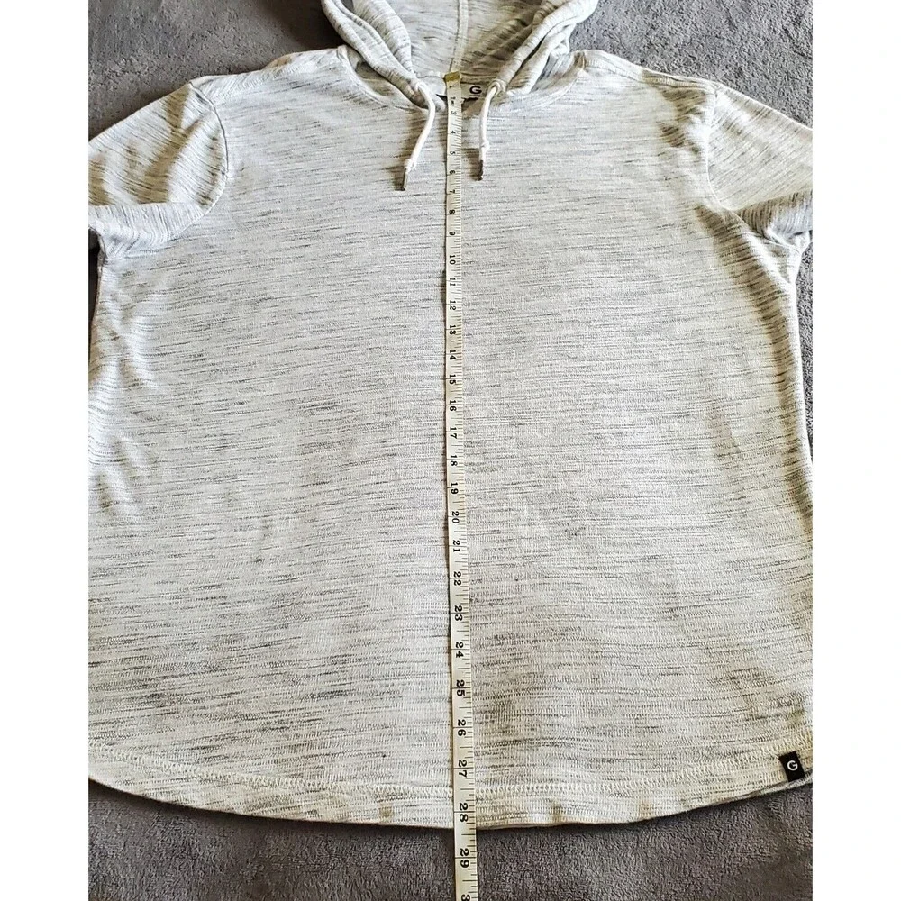 G by Guess Mens Large Hooded Long Sleeve Thermal Pullover Shirt Lightweight Grey